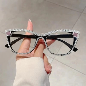Chic cat-eye anti-blue light glasses with sparkling crystal rhinestones for women