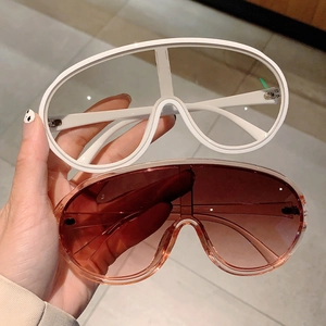 Oversized Y2K wraparound sunglasses with white and gradient frames for outdoor sports