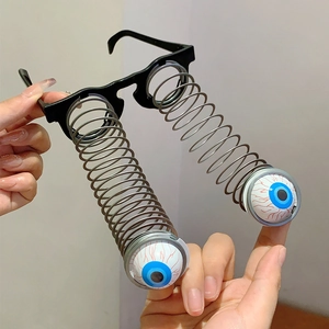 Lunettes d'Halloween drôles avec yeux à ressort, iris bleu et détails ensanglantés