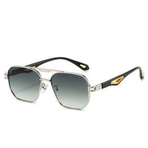 Fashion Men Sunglasses Metal Frame PC Lenses Double Bridge UV400 Protection Square Vintage Style Modern Eyewear
