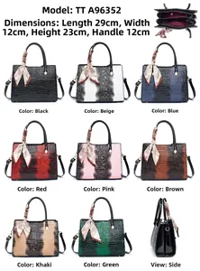 Detailed side view and interior structure of embossed leather tote bag in eight colors