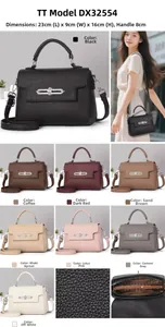 Detail view of lychee texture handbag with multi-color options and size specifications