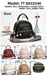 Detail view of the triple zipper compartments and patterned strap of the crossbody bag