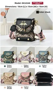 Detailed interior view and dimensions of the leather woven crossbody bag with swan buckle