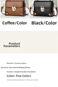 Detail view of coffee and black vintage underarm bags with triangle lock buckle