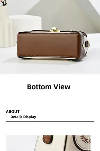 Detail view of the vintage shoulder bag bottom with protective gold metal feet