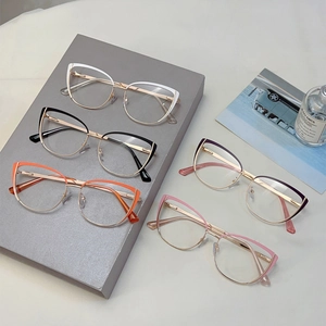 Retro cat-eye blue light blocking glasses with metal frames in five stylish colors