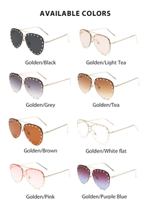 Multi-color pilot sunglasses collection with metallic frames and rivet detail lenses