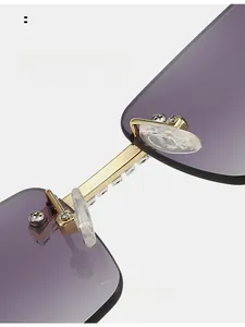 Detail of purple gradient lenses with gold bridge and comfortable nose pads