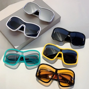 Y2K futuristic oversized one-piece wrap sunglasses in six colors with metallic frames