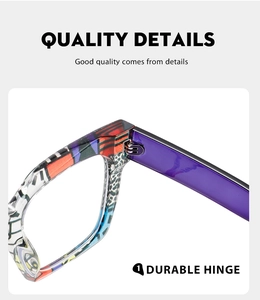 Macro view of durable metal hinges and colorful abstract pattern on eyeglass frames