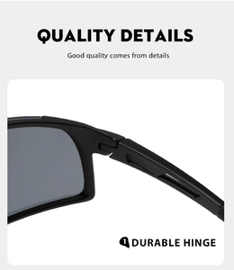 Detailansicht der langlebigen Scharniere an der mattschwarzen Sport-Sonnenbrille