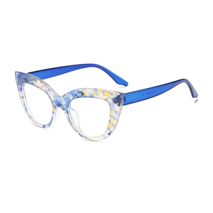 Montures De Lunettes Chat Pour Femmes PC Anti Lumière Bleue Verre Transparent Mode Motif Floral Coloré Optique Tendance