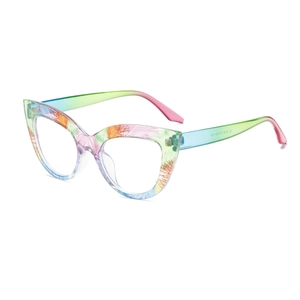 Lunettes œil de chat arc-en-ciel anti-lumière bleue avec monture colorée BL-808