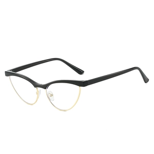 Vintage cat-eye anti-blue light glasses with black and gold mixed material frames