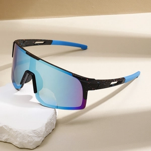 Outdoor Radsport Sonnenbrille mit blau-violetten Gläsern und Tintenspritzer-Rahmen