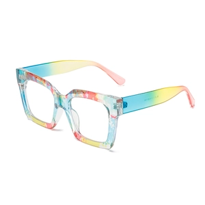 Fashionable gradient colorful square frame anti-blue light glasses for women and men