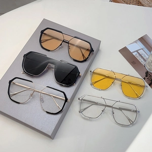Modern oversized polygonal sunglasses collection in five diverse colors with metal temples