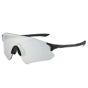 Frameless silver cycling sunglasses for sports, hiking and skiing with UV protection