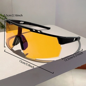 Dimensions détaillées des lunettes de cyclisme orange avec largeur et hauteur du verre