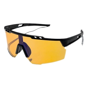 Lunettes de cyclisme sport avec monture noire mate et grand écran orange panoramique