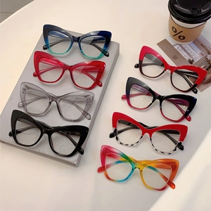 Retro cat-eye anti-blue light glasses in various trendy colors and stylish frames