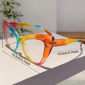 Detailed view of cat eye glasses dimensions showing frame height and width measurements