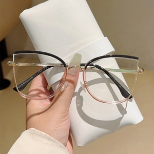 Cat Eye Anti Blue Light Glasses Fashion Metal Frame Retro Stylish Non Prescription Clear Eyewear For Adult Decorative