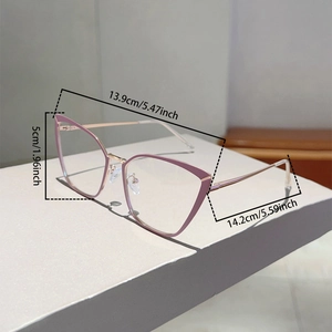 Dimensions des lunettes œil-de-chat avec largeur de 13,9 cm et branches de 14,2 cm