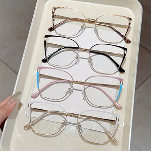 Cat eye anti-blue light glasses with metal spring hinges in four assorted colors