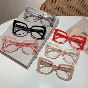 Oversized cat-eye blue light blocking glasses in multiple colors with stylish frames