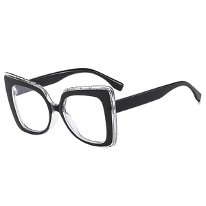 Stylish oversized two-tone black and clear frames anti-blue light fashion glasses