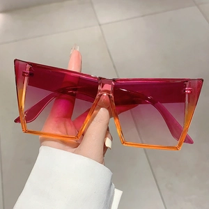 Lunettes De Soleil Carrées Monture PC Protection UV400 Verres Dégradés Mode Surdimensionné Extérieur Plage Femmes