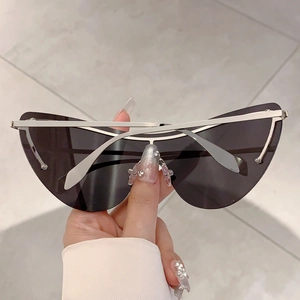 Détails de lunettes de soleil argentées avec strass et verres gris foncé haute qualité