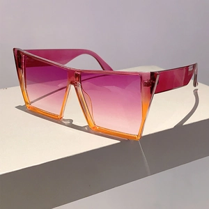 Détails de lunettes de soleil carrées oversize avec monture en résine transparente