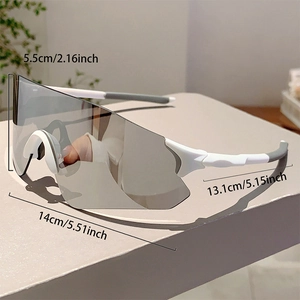 Outdoor sports sunglasses dimensions including 5.5cm lens height and 14cm width
