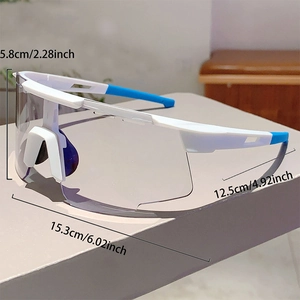 Detailed size specifications for outdoor sports cycling sunglasses with dimensions