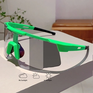 Detail showing photochromic cycling glasses lenses changing from clear to dark tint