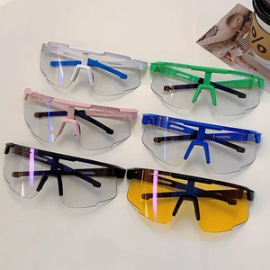 Set of 6 colorful outdoor sports cycling glasses with large windproof shield lenses