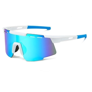 Lunettes de cyclisme blanches avec verres dégradés bleu-violet pour sports de plein air