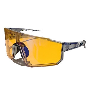 Outdoor sports cycling sunglasses with orange lens and translucent grey frame
