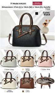 Detailed view of women's shell shoulder bag showing multi-layer interior and color options