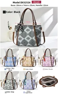Detailed view of the interior compartments and multiple color options for this tote bag