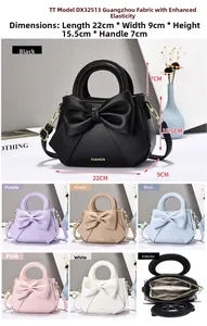 Detailed view of fashion bow handbag with 22x9x15.5cm dimensions and multi-color options