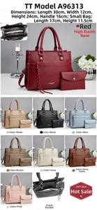 Detailed size specifications for minimalist lychee leather shoulder bag with small pouch
