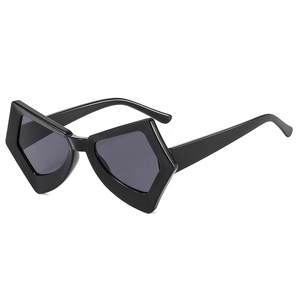 Fashionable black butterfly frame sunglasses with dark grey lenses for a trendy street look