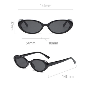 Dimensions de lunettes de soleil ovales avec largeur de monture 144mm et branches 143mm
