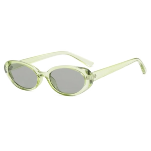 Lunettes de soleil ovales rétro avec monture translucide vert gelée et verres gris