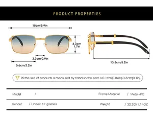 Tableau des tailles détaillé avec dimensions pour lunettes de soleil carrées bois