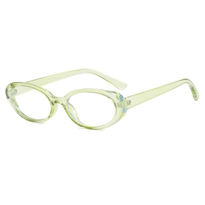 Lunettes anti-lumière bleue ovales avec monture transparente vert clair minimaliste